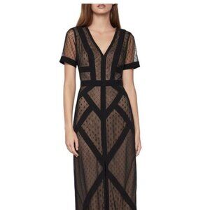 BCBG MAXAZRIA Mesh Tulle Gown Maxi Dress Black Color Size 10 $348